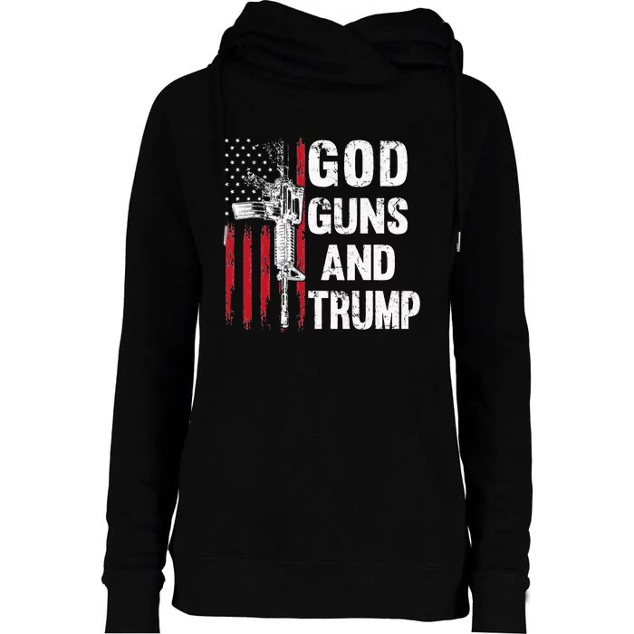 God Guns And Trump 2nd Amendment Flag AR15 American Flag Womens Funnel Neck Pullover Hood