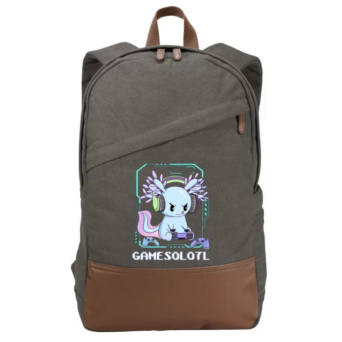 Gamesolotl Gamer Axolotl Funny Cute Cotton Canvas Backpack