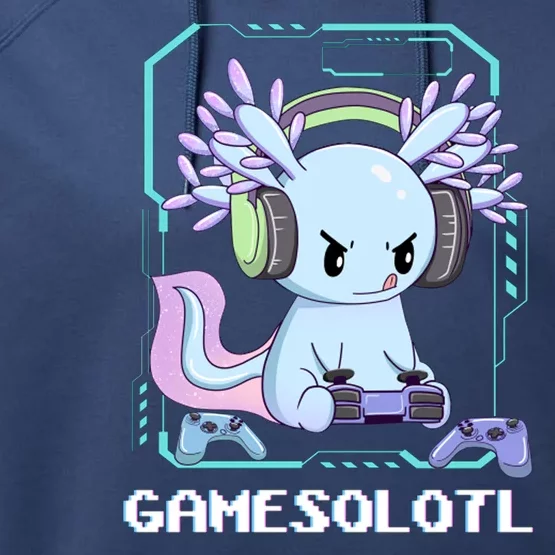 Gamesolotl Gamer Axolotl Funny Cute Performance Fleece Hoodie