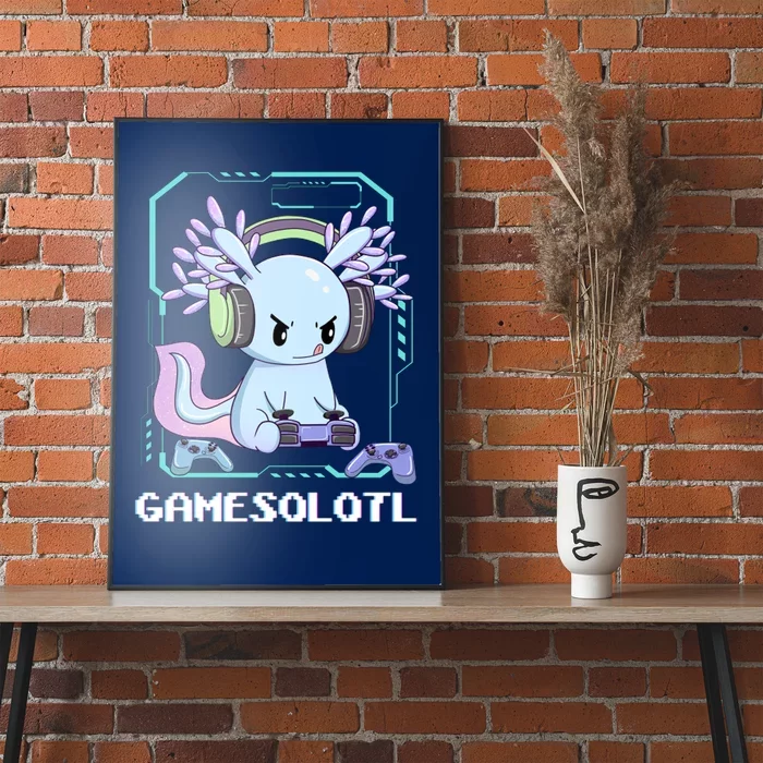 Gamesolotl Gamer Axolotl Funny Cute Poster