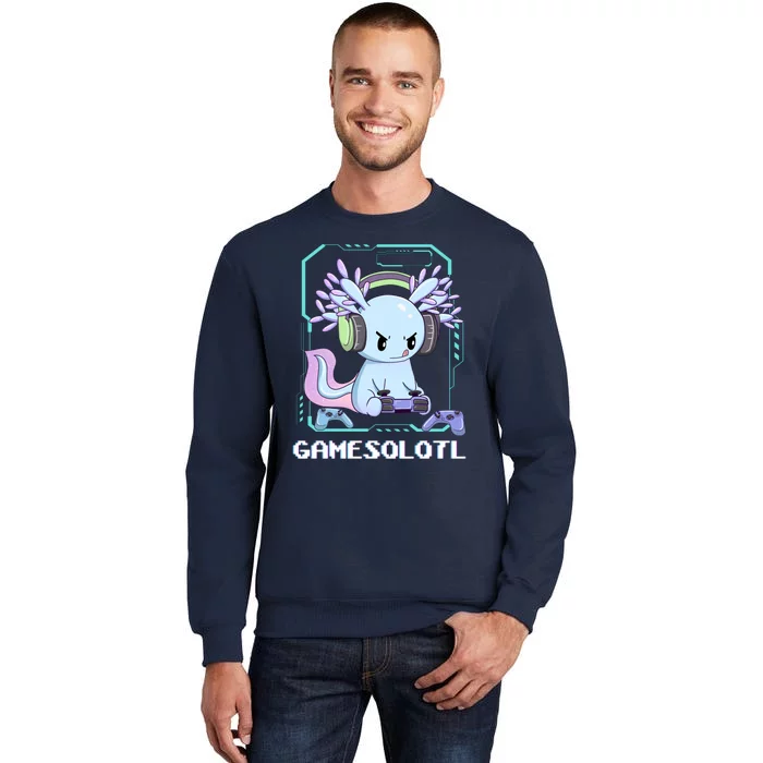 Gamesolotl Gamer Axolotl Funny Cute Tall Sweatshirt