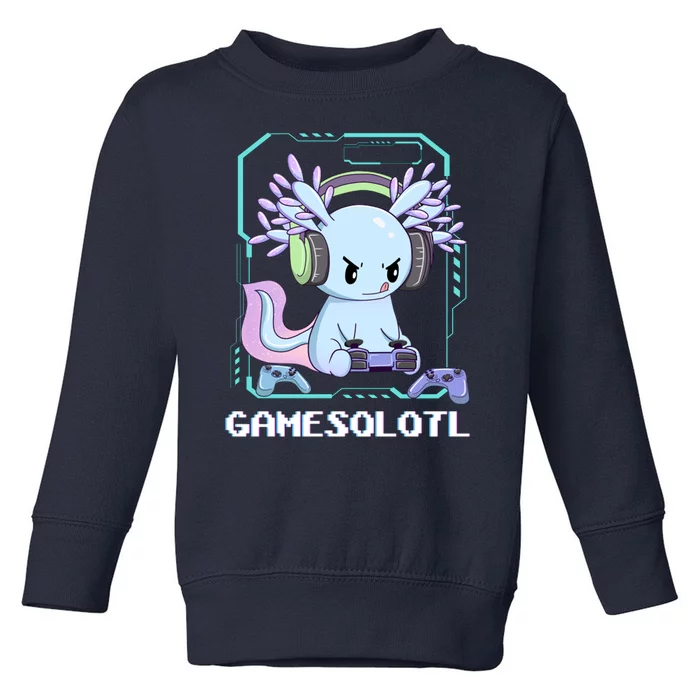 Gamesolotl Gamer Axolotl Funny Cute Toddler Sweatshirt