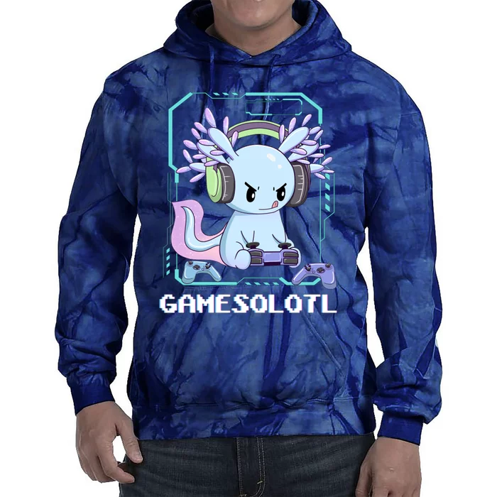 Gamesolotl Gamer Axolotl Funny Cute Tie Dye Hoodie