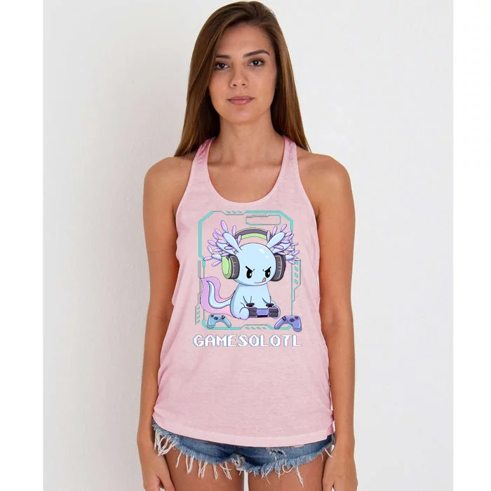 Gamesolotl Gamer Axolotl Funny Cute Women's Knotted Racerback Tank