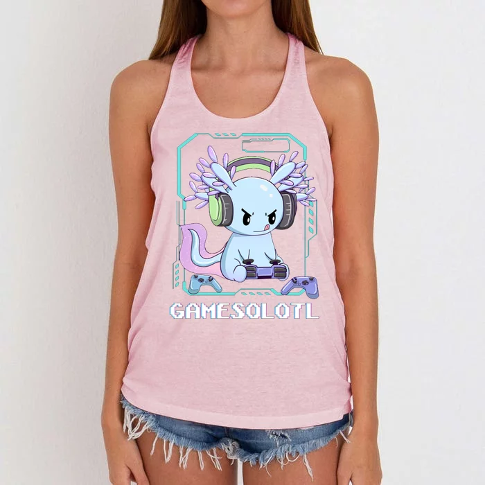 Gamesolotl Gamer Axolotl Funny Cute Women's Knotted Racerback Tank