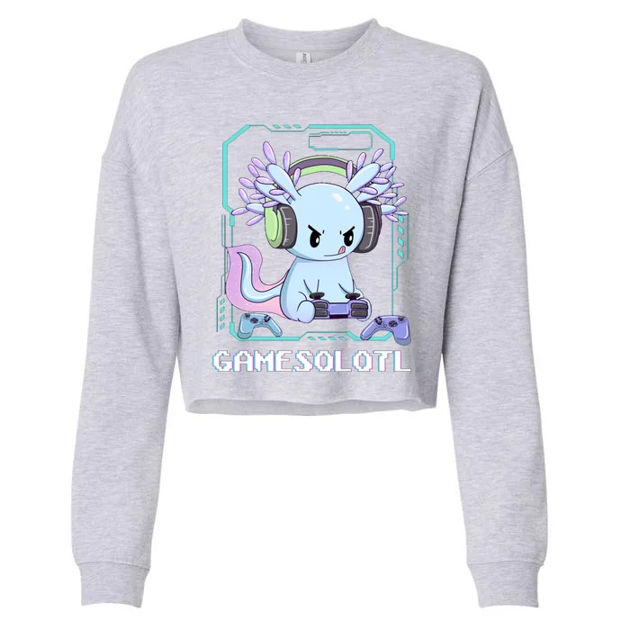 Gamesolotl Gamer Axolotl Funny Cute Cropped Pullover Crew