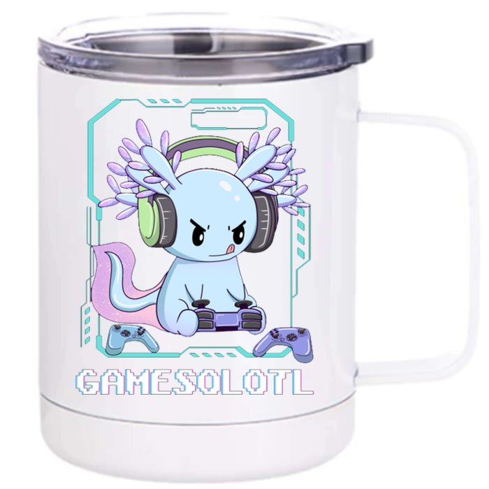 Gamesolotl Gamer Axolotl Funny Cute Front & Back 12oz Stainless Steel Tumbler Cup