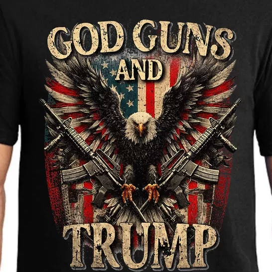 God Guns And Trump 2nd Amendment Flag Eagle American Flag Pajama Set