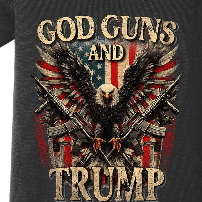 God Guns And Trump 2nd Amendment Flag Eagle American Flag Baby Bodysuit