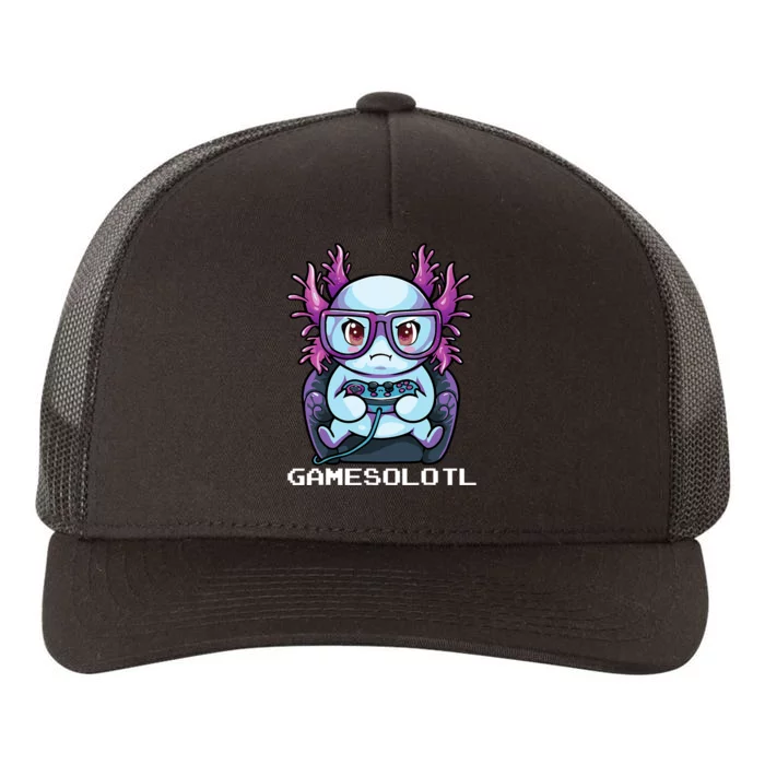 Gamesolotl Gamer Axolotl Fish Gaming Video Gamer Anime Yupoong Adult 5-Panel Trucker Hat