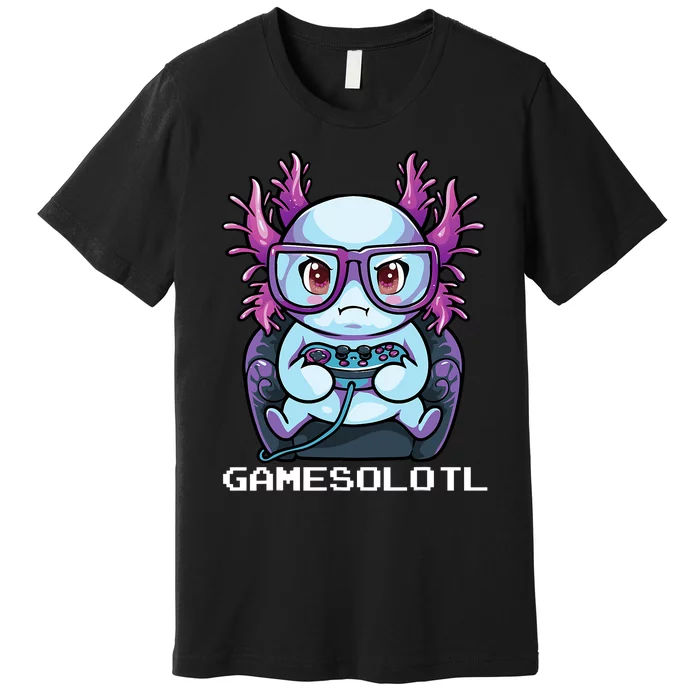 Gamesolotl Gamer Axolotl Fish Gaming Video Gamer Anime Premium T-Shirt