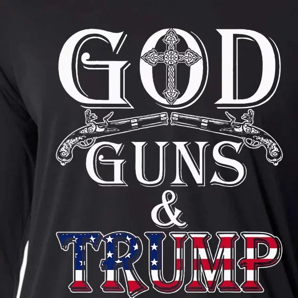 God Guns And Trump 2nd Amendment Trump 45 Cooling Performance Long Sleeve Crew