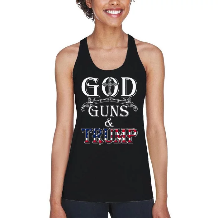 God Guns And Trump 2nd Amendment Trump 45 Women's Racerback Tank