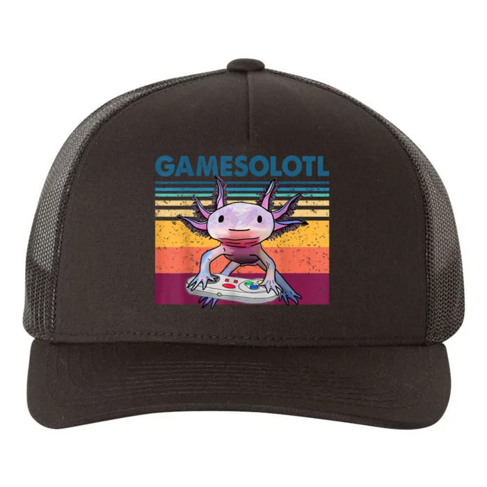 Gamesolotl Gamer Axolotl Fish Playing Video Games Yupoong Adult 5-Panel Trucker Hat