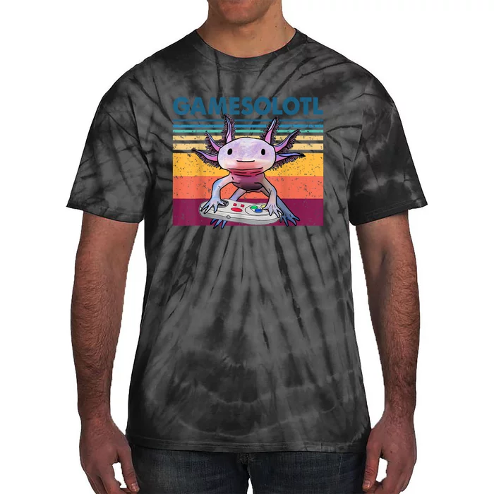 Gamesolotl Gamer Axolotl Fish Playing Video Games Tie-Dye T-Shirt