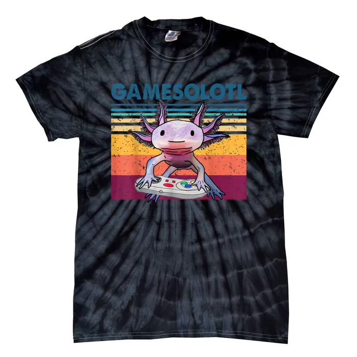 Gamesolotl Gamer Axolotl Fish Playing Video Games Tie-Dye T-Shirt