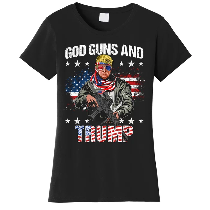 God Guns And Trump 2nd Amendment Flag Ar15 American Flag Women's T-Shirt