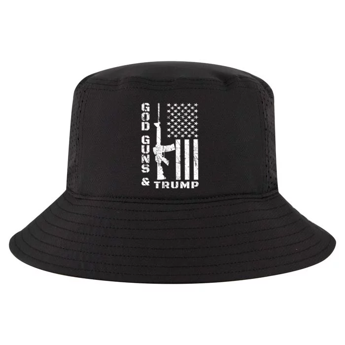 God Guns And Trump Cool Gift 2nd Amendment Flag Ar15 Gift Cool Comfort Performance Bucket Hat