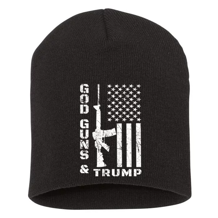 God Guns And Trump Cool Gift 2nd Amendment Flag Ar15 Gift Short Acrylic Beanie