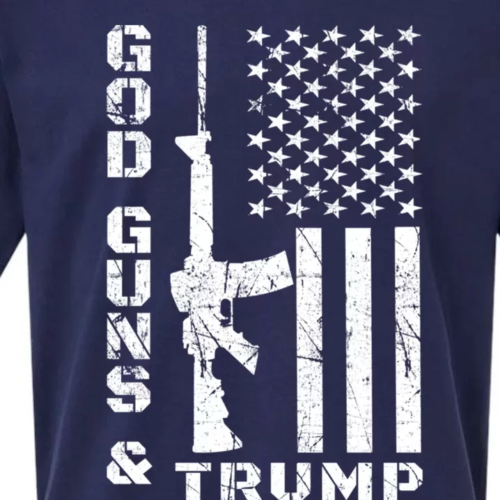 God Guns And Trump Cool Gift 2nd Amendment Flag Ar15 Gift Sueded Cloud Jersey T-Shirt