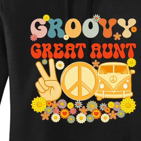 Groovy Great Aunt Retro Matching Family Baby Shower Mother Women's Pullover Hoodie