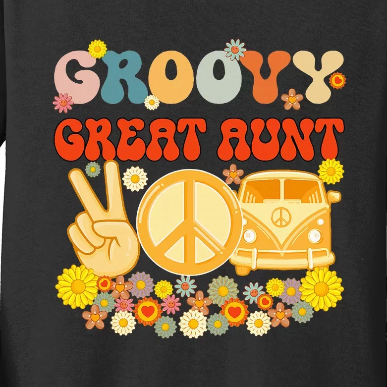 Groovy Great Aunt Retro Matching Family Baby Shower Mother Kids Long Sleeve Shirt