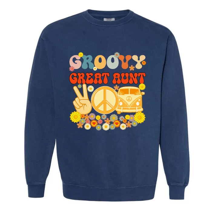 Groovy Great Aunt Retro Matching Family Baby Shower Mother Garment-Dyed Sweatshirt