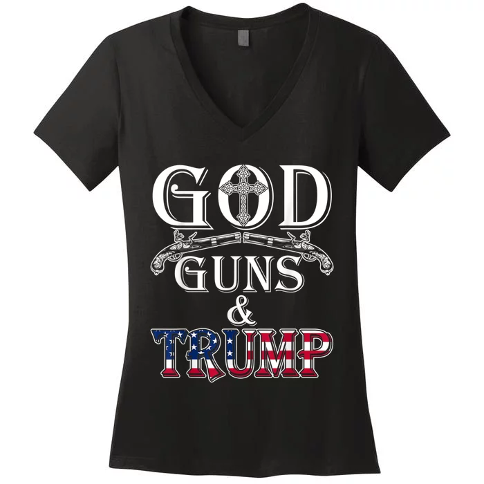 God Guns And Trump 2nd Amendment Women's V-Neck T-Shirt