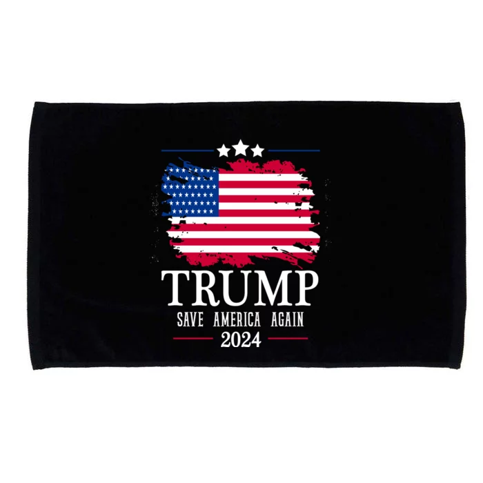 Great Gift American Flag Trump 2024 Save America Again Microfiber Hand Towel