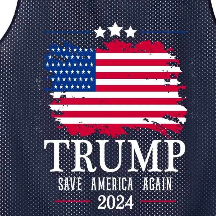 Great Gift American Flag Trump 2024 Save America Again Mesh Reversible Basketball Jersey Tank