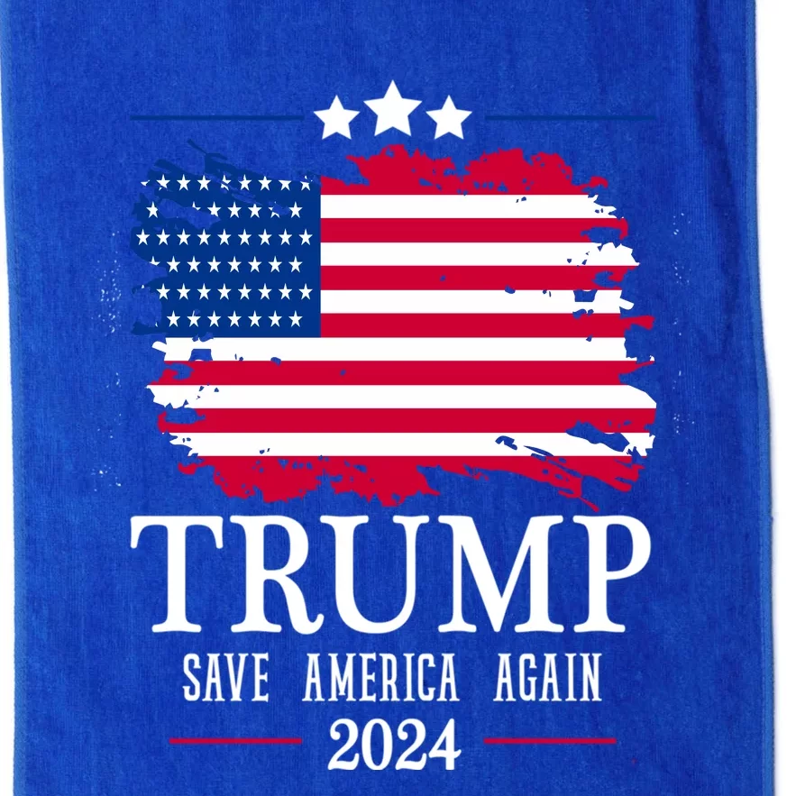 Great Gift American Flag Trump 2024 Save America Again Platinum Collection Golf Towel