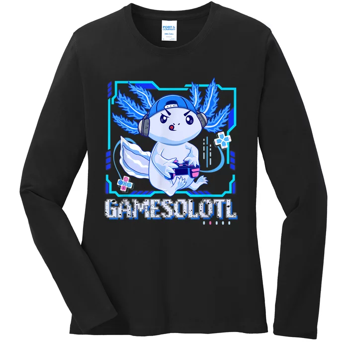 Gamesolotl Gamer Axolotl Boys Video Games Anime Lizard Ladies Long Sleeve Shirt