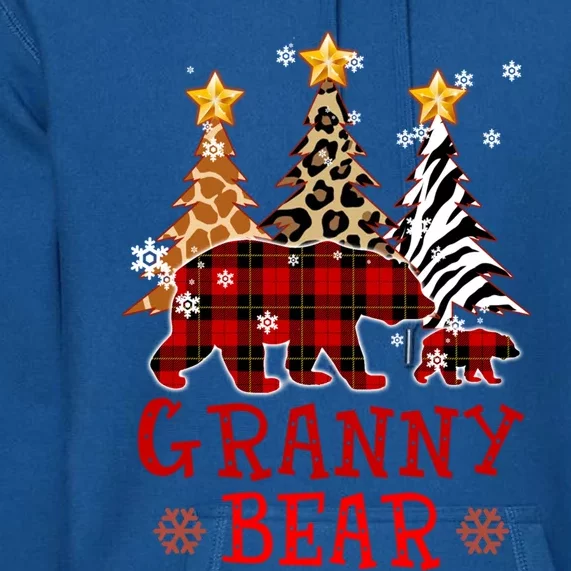 Grandma Granny Bear Xmas Tree Pj Leopard Buffalo Plaid Gift Premium Hoodie