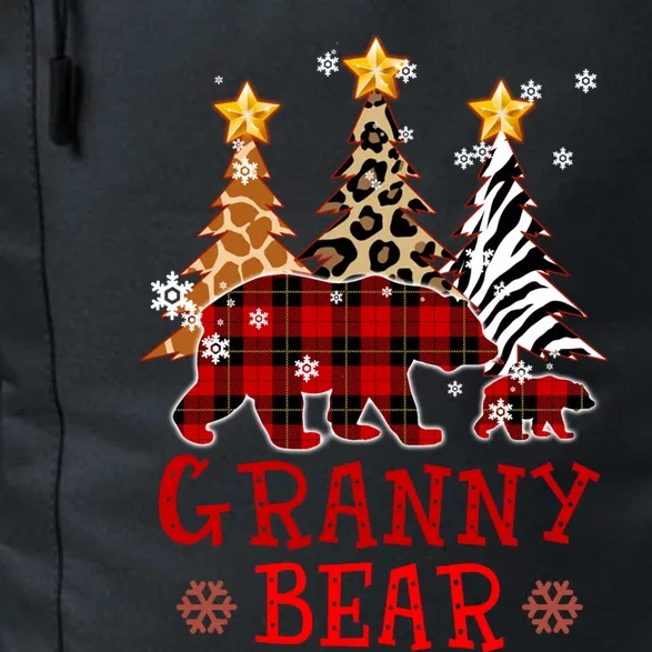 Grandma Granny Bear Xmas Tree Pj Leopard Buffalo Plaid Gift Daily Commute Backpack