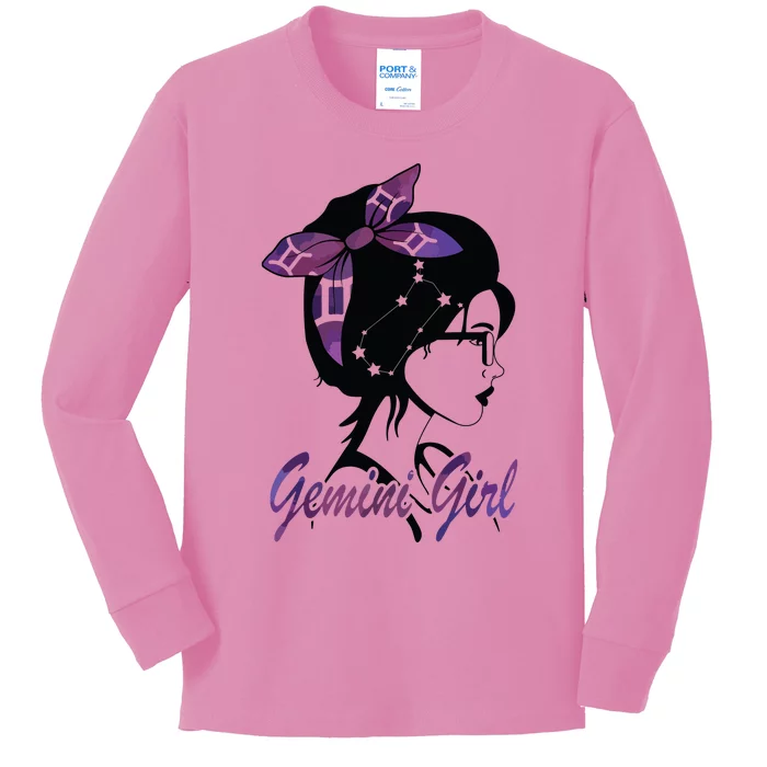 Gemini Girl Birthday Gemini Woman Zodiac Sign Kids Long Sleeve Shirt