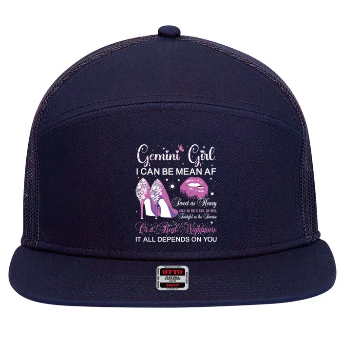 Gemini Girl Birthday Party Horoscope Zodiac Women Girl 7 Panel Mesh Trucker Snapback Hat