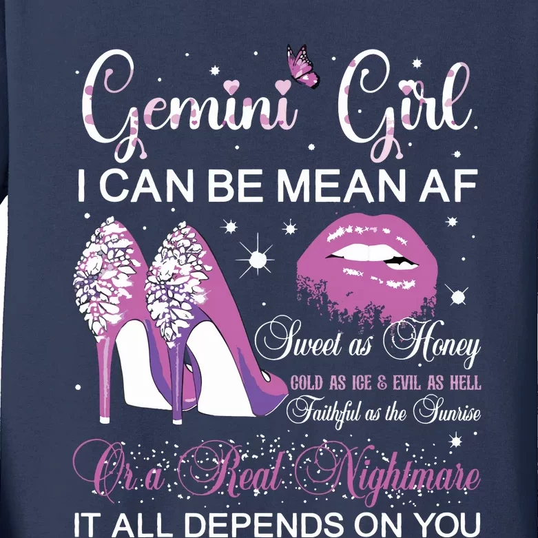 Gemini Girl Birthday Party Horoscope Zodiac Women Girl Kids Long Sleeve Shirt