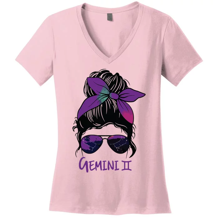 Gemini Girl Birthday Gemini Woman Zodiac Constellation Women's V-Neck T-Shirt