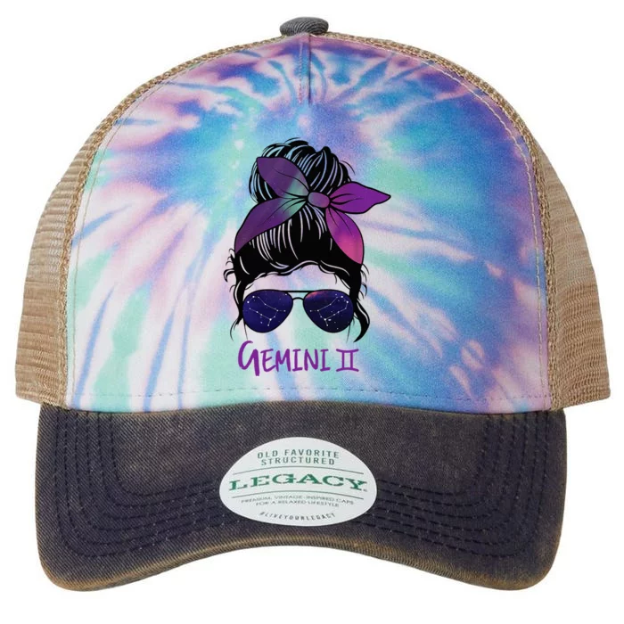 Gemini Girl Birthday Gemini Woman Zodiac Constellation Legacy Tie Dye Trucker Hat