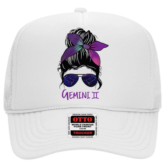 Gemini Girl Birthday Gemini Woman Zodiac Constellation High Crown Mesh Trucker Hat