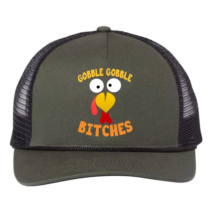 Gobble Gobble Bitches Funny Turkey Face Cool Gift Retro Rope Trucker Hat Cap