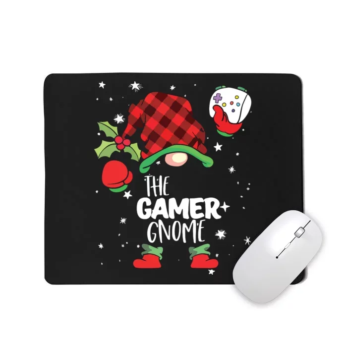 Gamer Gnome Buffalo Plaid Matching Christmas Mousepad