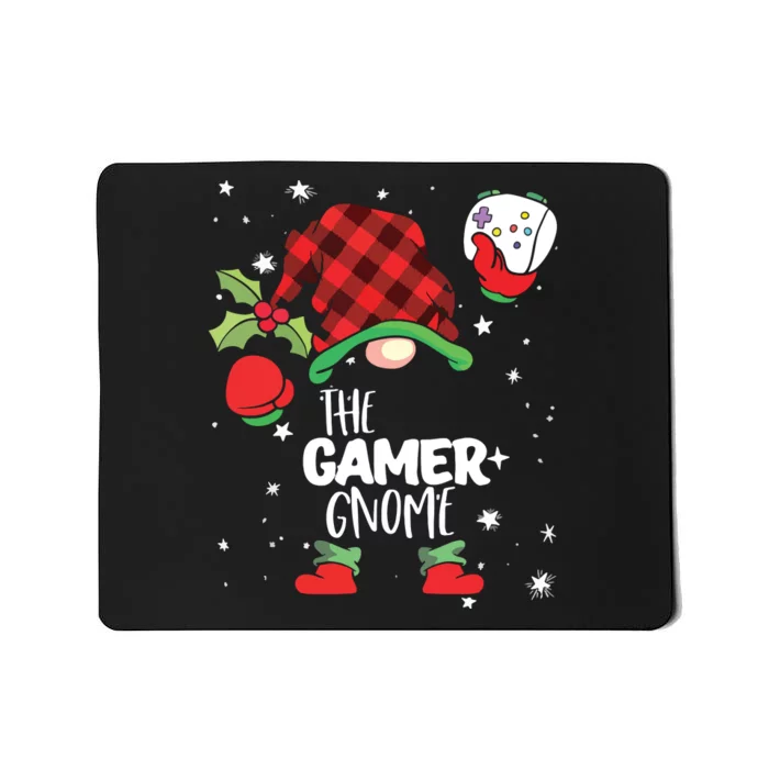 Gamer Gnome Buffalo Plaid Matching Christmas Mousepad