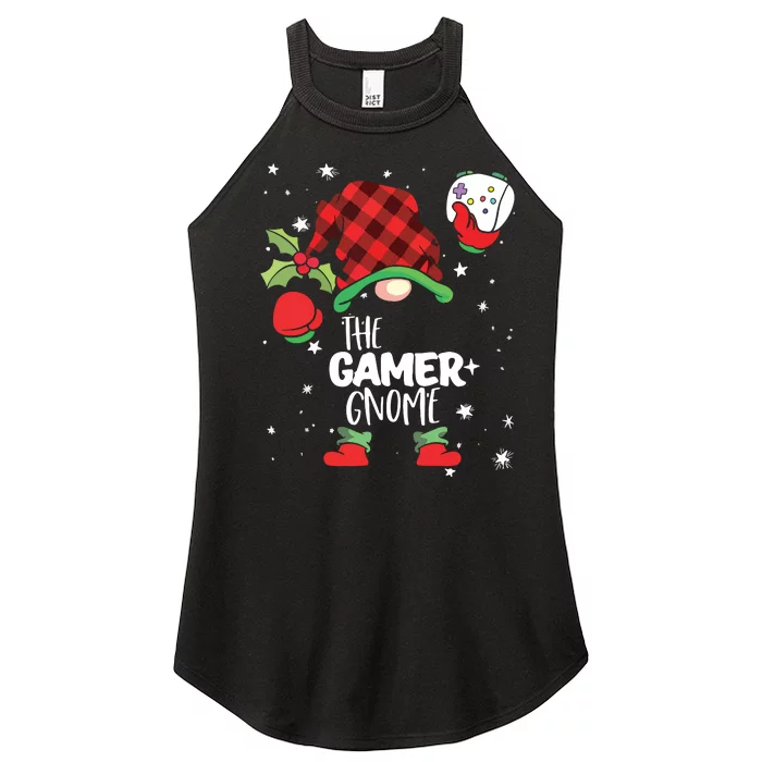 Gamer Gnome Buffalo Plaid Matching Christmas Women’s Perfect Tri Rocker Tank