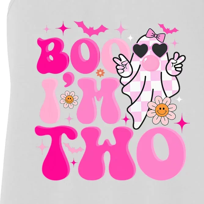 Groovy Ghost Boo IM Two Yr 2nd Birthday Halloween Women's Racerback Tank