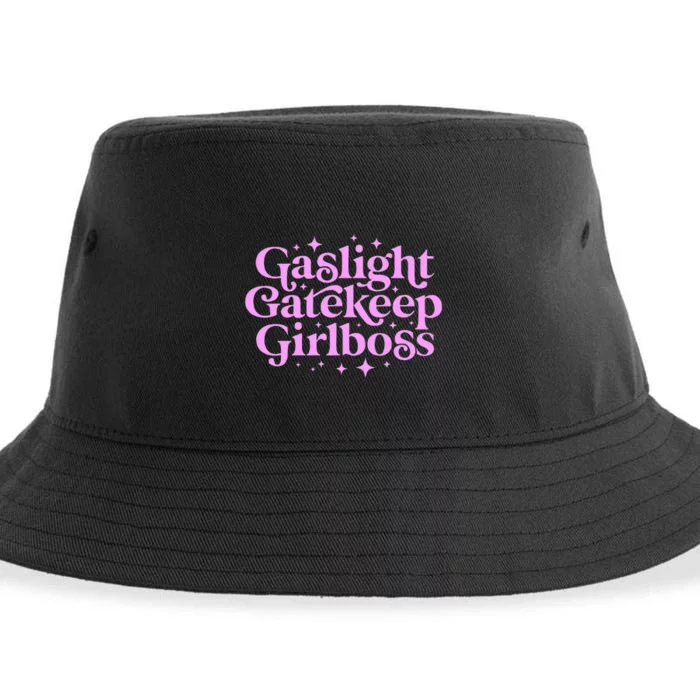 Gaslight Gatekeep Boss Funny Meme Feminist Ironic Babe Sustainable Bucket Hat