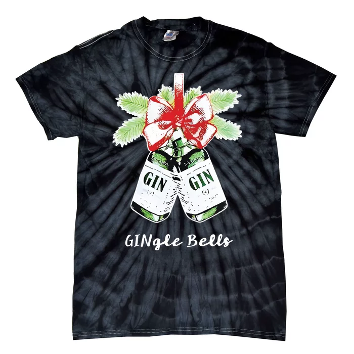 Gin Gingle Bells Christmas Tie-Dye T-Shirt