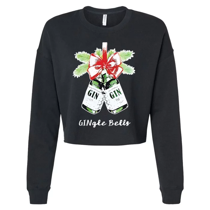 Gin Gingle Bells Christmas Cropped Pullover Crew