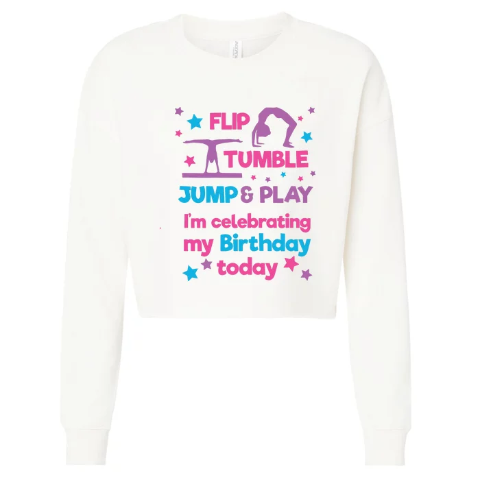 Girl Gymnastics Birthday Party Cropped Pullover Crew