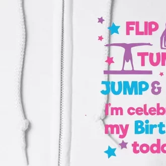 Girl Gymnastics Birthday Party Full Zip Hoodie